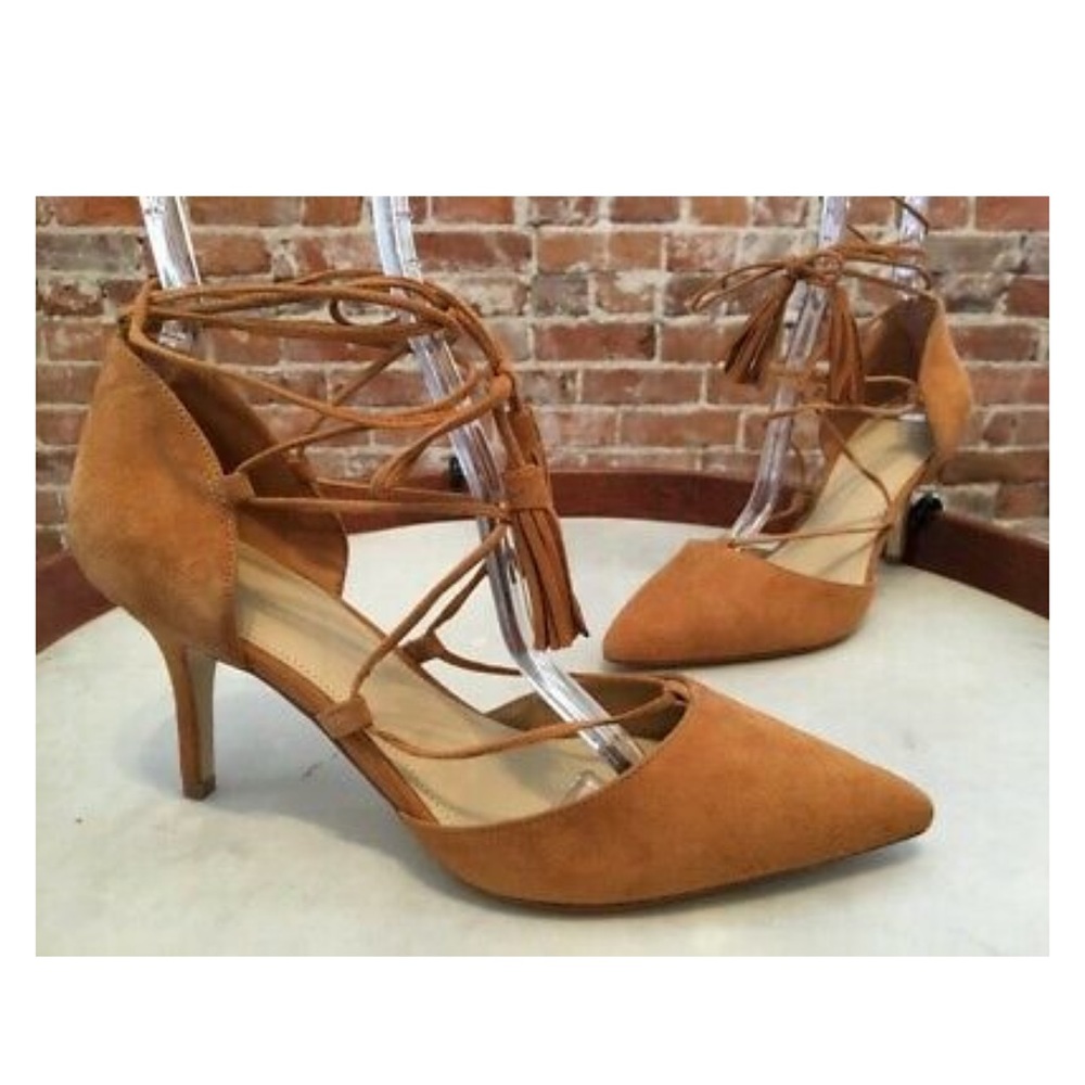 NWOT Marc Fisher Brown Suede Tamya Lace-up Heels